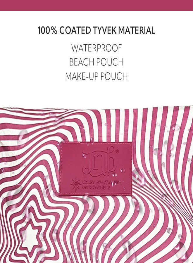 JNB 100% Coated Tyvek Material Geometric Design Beach Pouch, Waterproof Pouch for Beach, Makeup Pouch, Wet Dry Bag,Clutch, Fuch05 - Image 5