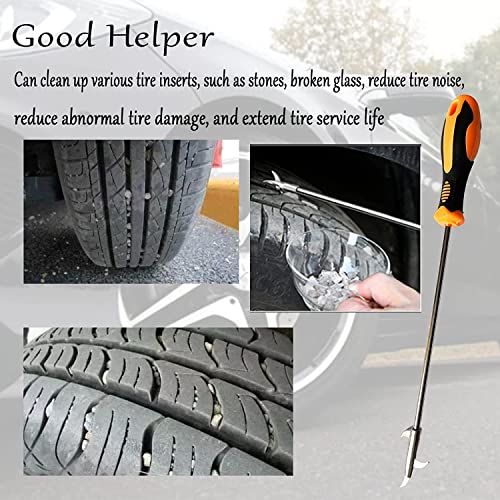 Rasikvar 2 in 1 Car Tire Stone Cleaning Hook, Tire Groove Stones Removing Tool, Tyre Stone Picker for Motor Bike Truck Car, Tire Protector Repair Tool - Image 4