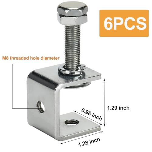 Pioleackflew 6 Pack Stainless Steel C Clamp - 1-3/16 Inch Small C Clamp Set, Heavy Duty Metal C Clamps Mini Tiger G-Clamp Adjustable U Clamps with Stable Wide Jaw Opening for Fixed Woodworking and Welding Mounting - Image 3