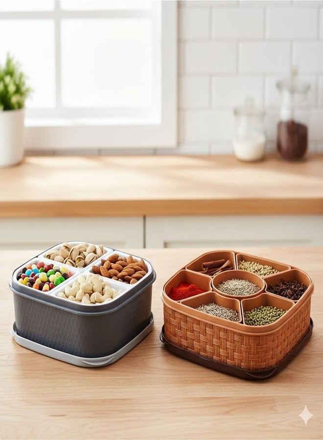 Red Champion Multipurpose 2-Layer Rotating Dry Fruit, Snack & Spice Storage Box | Square Plastic Organizer for Kitchen, Dining & Gift Use Combo Pack 2/Units - Image 1