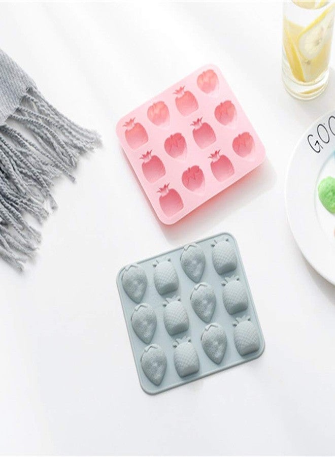 Wetco Strawberry Pineapple Silicone Cake Mold Fruit Chocolate Mold Candy Mold Baking Mold Fondant Cake Decorating Tool (Pink) - Image 2
