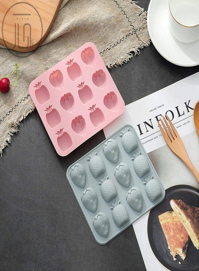Wetco Strawberry Pineapple Silicone Cake Mold Fruit Chocolate Mold Candy Mold Baking Mold Fondant Cake Decorating Tool (Pink) - Image 3