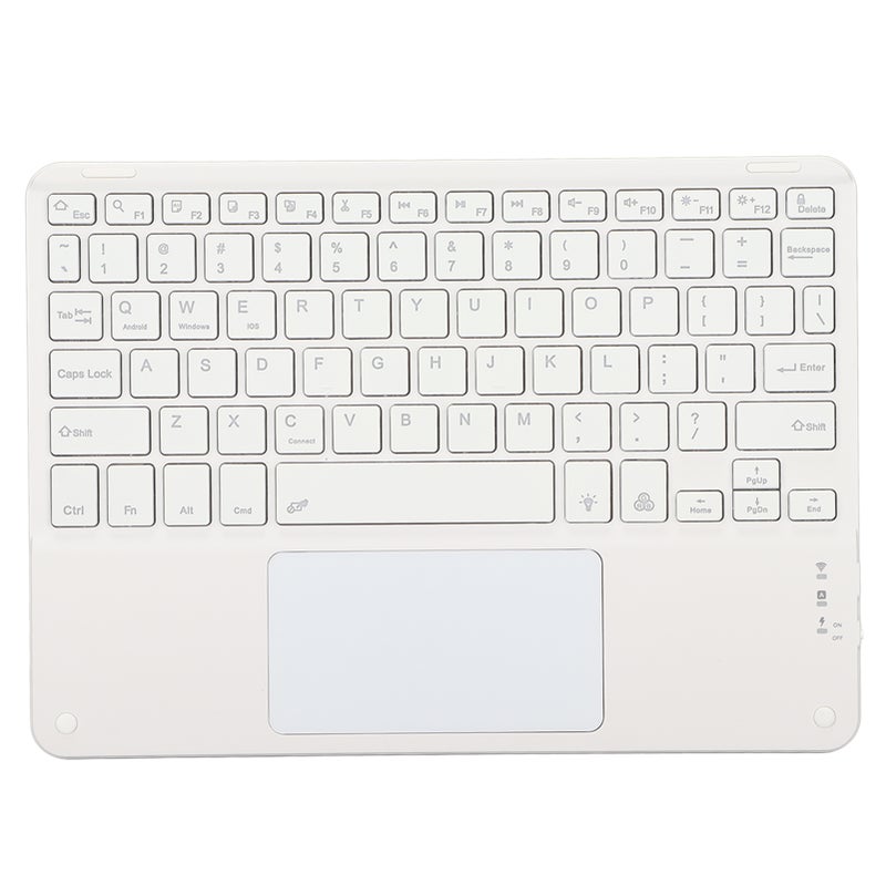 Wireless Keyboard with Touchpad Quadrate Keycap Ultra Thin 10inch Wireless Keyboard with RGB Backlight for Home Office White - Image 3