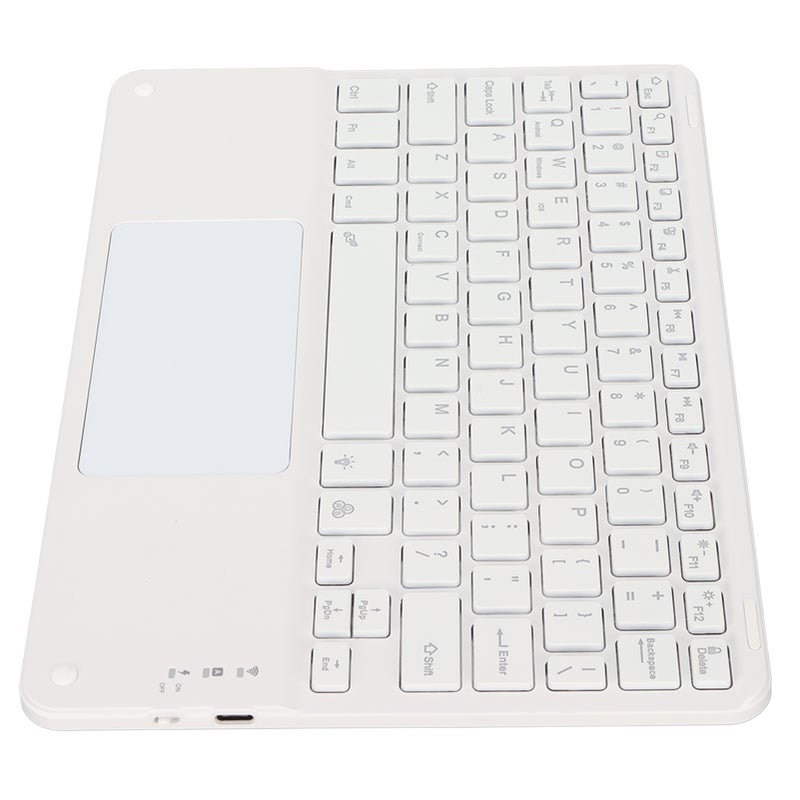 Wireless Keyboard with Touchpad Quadrate Keycap Ultra Thin 10inch Wireless Keyboard with RGB Backlight for Home Office White - Image 1