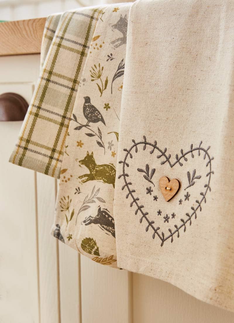 British Designed Pack of 3 Tea Towels | Luxury Tea Towels for Kitchen | Modern Designed Tea Towel Set