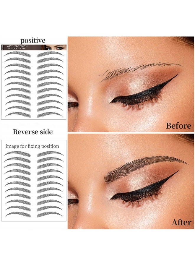 Aresvns 4D Black Eyebrow Tattoos 99 Pairs! Newly Improved Realistic Fake Eyebrows Long-Lasting and Waterproof, Hair-Like Eyebrow Transfer Sticker,Tattoo Eyebrow in Arch Style Christmas Gift