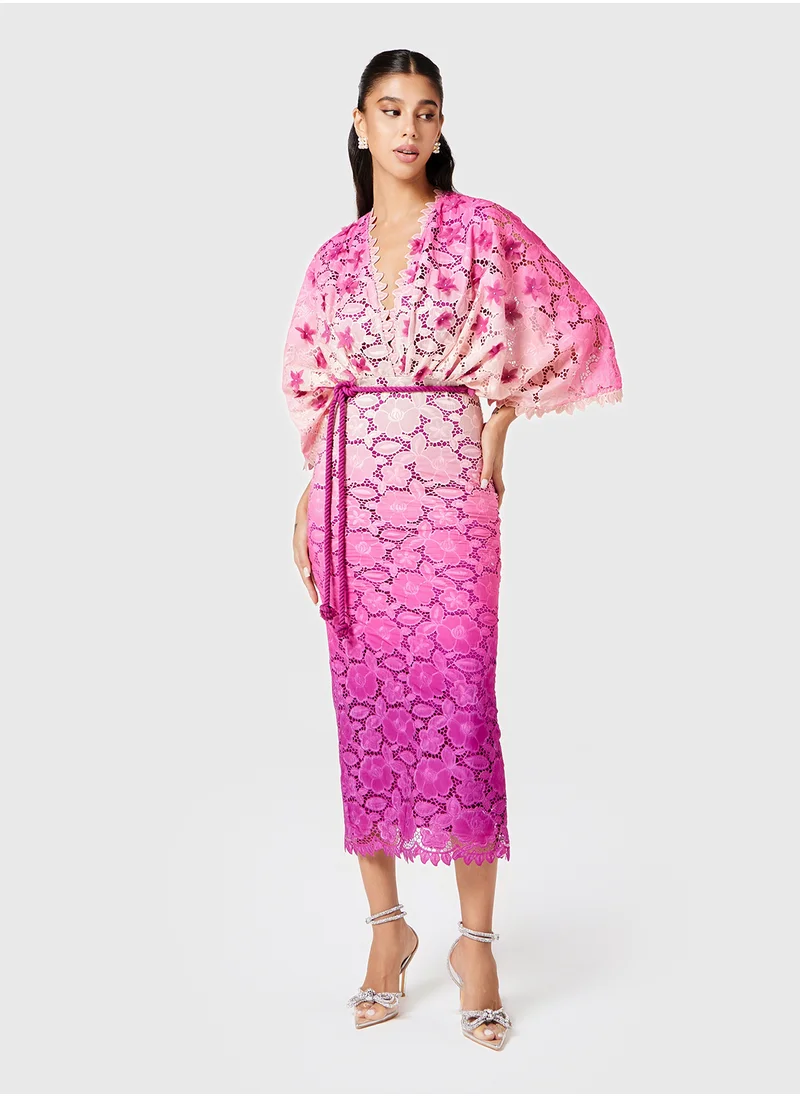 ثريدز باي اجوني Lace Kimono Sleeve Dress With Applique