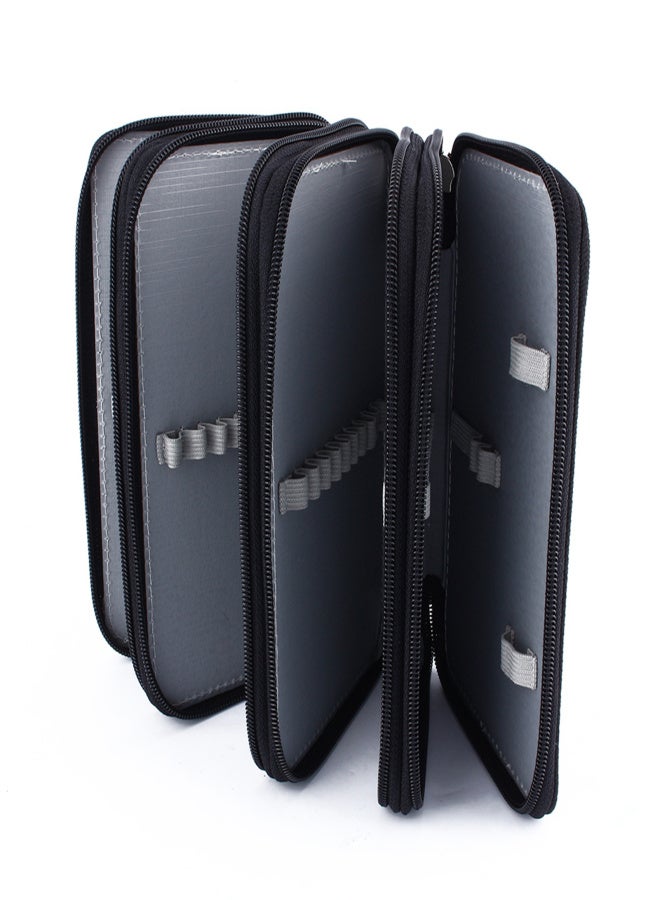 72 Inserting Super Large Capacity Multilayer Pencil Pen Bag Pouch Cosmetic Case Black - Image 2