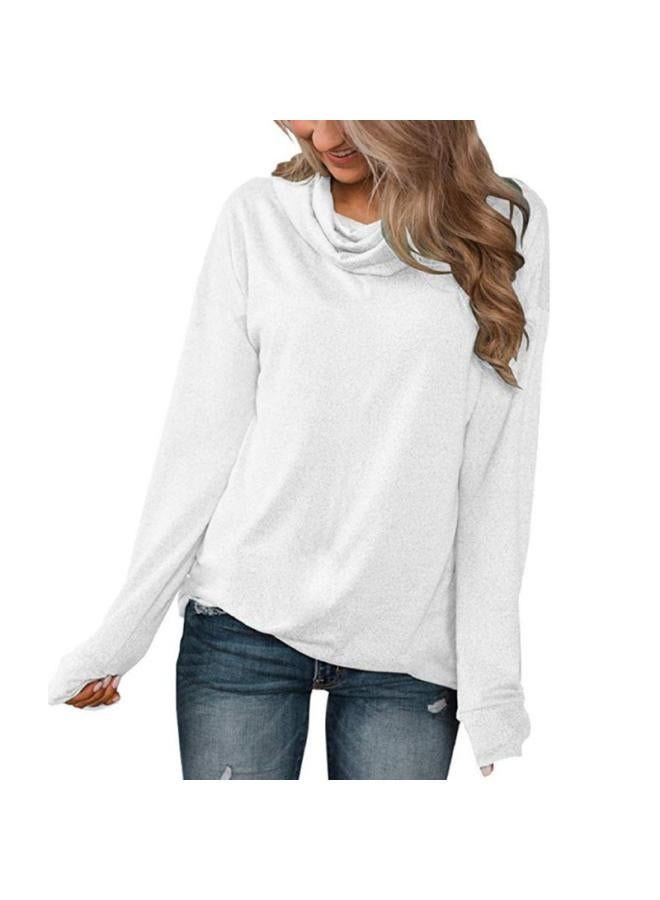 202 European And American Women's Clothing New Autumn Solid Color Pullover Pile Collar Long Sleeve T-shirt Jacket Women 