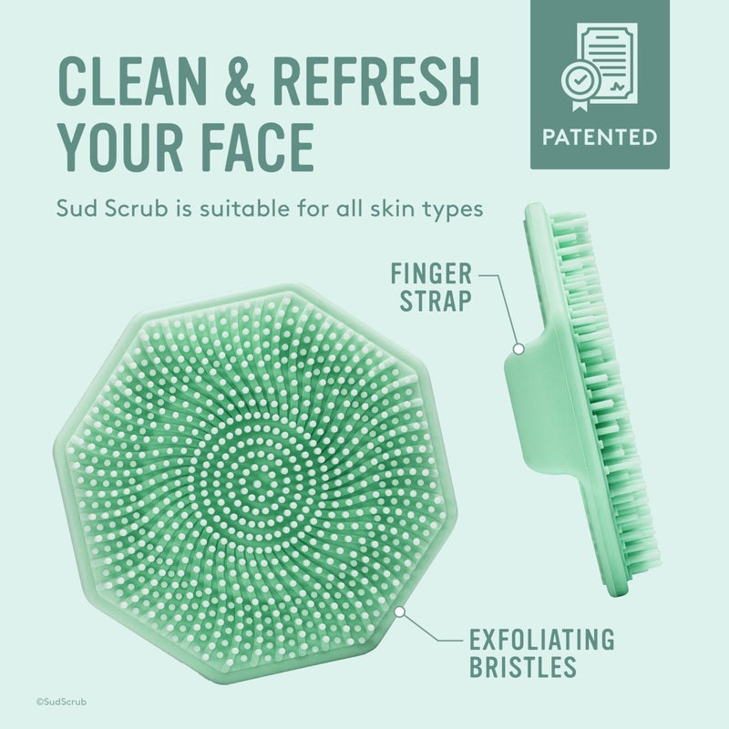 Sud ScrubÂ® Antimicrobial Silicone Face Scrubber, 1 Pack, Gentle Face Exfoliator for Sensitive Skin, Eco Friendly Facial Cleansing Brush, Exfoliating Face Brush for Men and Women (Mint) - Image 5
