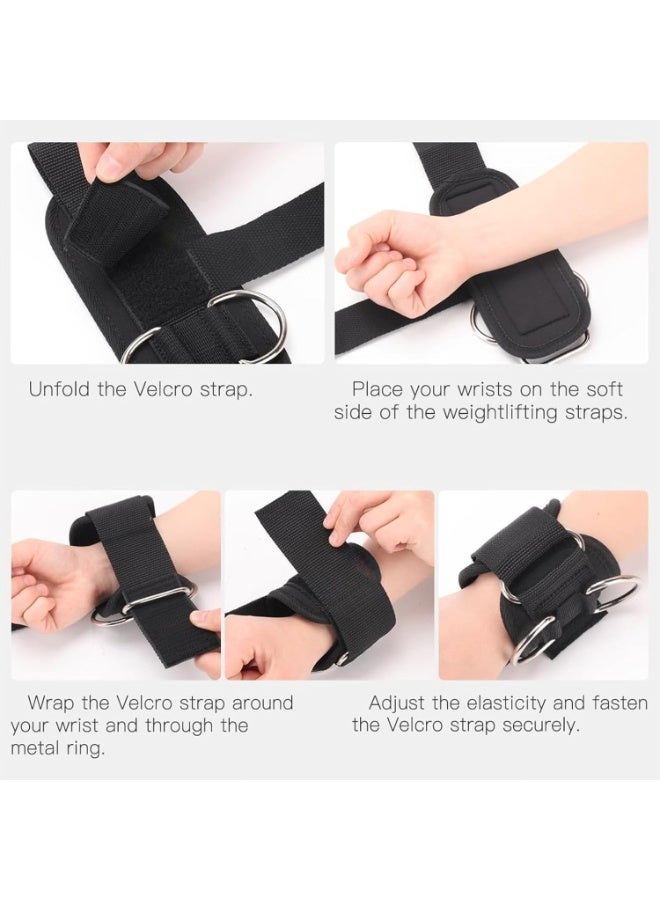 SYOSI Lifting Grips Straps, Weightlifting Wrist Supports with D-Rings, Professional Training Gear for Deadlifts, Pull-Ups, and Cable Exercises, Durable Gym Accessories for Men and Women (Black) - Image 2