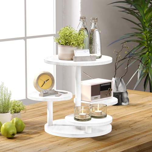 HURZMORO 4 Tier Round Cupcake Tower Stand for 50 Cupcakes,Wood Cake Stand with Tiered Tray Decor,Farmhouse Tiered Tray Decor,Cupcake Display for Birthday Graduation Baby Shower Tea Party,White - Image 5