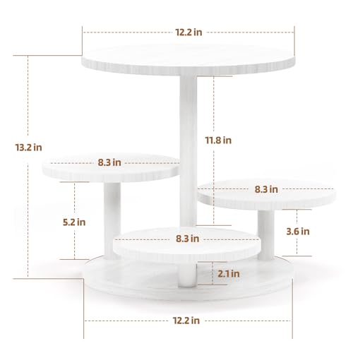 HURZMORO 4 Tier Round Cupcake Tower Stand for 50 Cupcakes,Wood Cake Stand with Tiered Tray Decor,Farmhouse Tiered Tray Decor,Cupcake Display for Birthday Graduation Baby Shower Tea Party,White - Image 2
