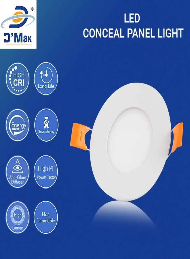D'Mak 3W LED Concealed Round Shaped Panel Light with Adapter, for POP False Ceiling (White) - Image 3