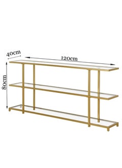 TOMSUN Luxury Console Table with 3 Clear Glass Shelves Modern Narrow Entryway, Hallway, and TV Stand with Sturdy Metal Frame for Living Room or Sofa Side - 120 x 40 x 80 cm - pzsku/Z47AAFD5A1F0135DABD0AZ/45/_/1725801050/98fcd9ae-ad43-431a-8d1a-6b8bf3fbc6ce