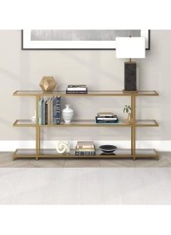 TOMSUN Luxury Console Table with 3 Clear Glass Shelves Modern Narrow Entryway, Hallway, and TV Stand with Sturdy Metal Frame for Living Room or Sofa Side - 120 x 40 x 80 cm - pzsku/Z47AAFD5A1F0135DABD0AZ/45/_/1725801345/824c6197-932b-480e-90e5-5321194fefcf