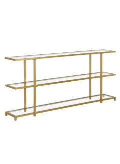 TOMSUN Luxury Console Table with 3 Clear Glass Shelves Modern Narrow Entryway, Hallway, and TV Stand with Sturdy Metal Frame for Living Room or Sofa Side - 120 x 40 x 80 cm - pzsku/Z47AAFD5A1F0135DABD0AZ/45/_/1725801351/f56e7640-abd0-4ca3-975b-4d77686a67f7