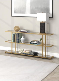 TOMSUN Luxury Console Table with 3 Clear Glass Shelves Modern Narrow Entryway, Hallway, and TV Stand with Sturdy Metal Frame for Living Room or Sofa Side - 120 x 40 x 80 cm - pzsku/Z47AAFD5A1F0135DABD0AZ/45/_/1725801355/3cb49d60-c47c-4655-96b7-eedc0ccf3040