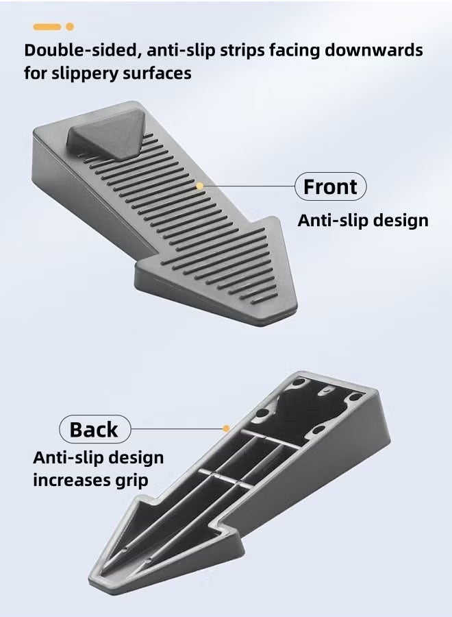 HQ-GAMING Door Stoppers for Bottom of Door, 2 Pacl Premium Rubber Door Stops, Sturdy Wedge for Carpet, Tile, Concrete, Wood, Door Holder for Heavy Duty Door, Grey  - Image 4