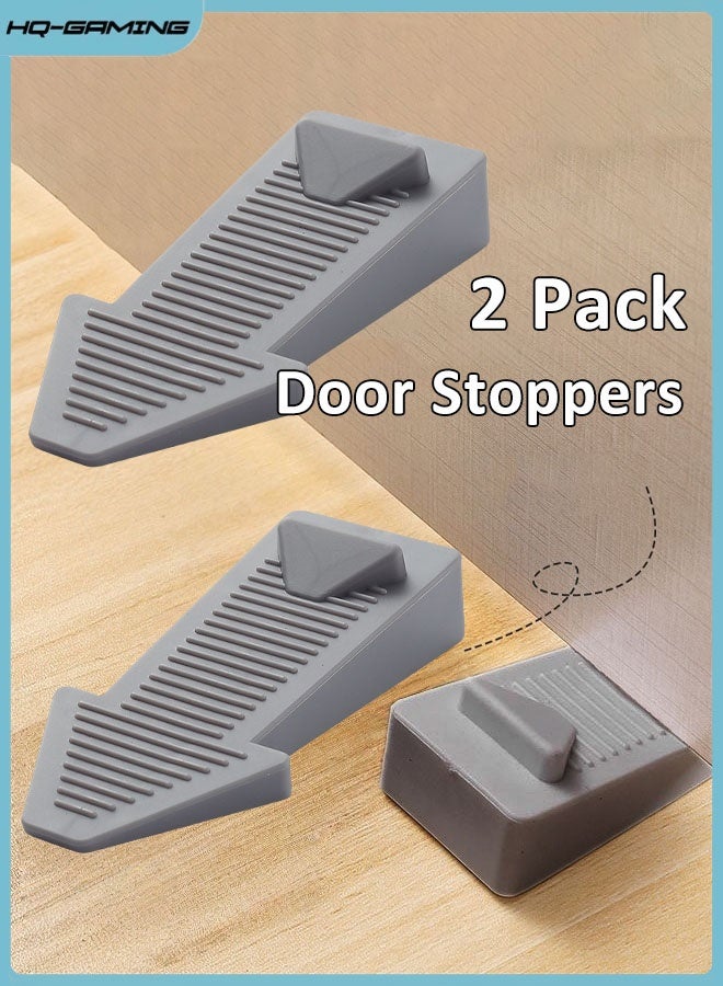 HQ-GAMING Door Stoppers for Bottom of Door, 2 Pacl Premium Rubber Door Stops, Sturdy Wedge for Carpet, Tile, Concrete, Wood, Door Holder for Heavy Duty Door, Grey  - Image 1