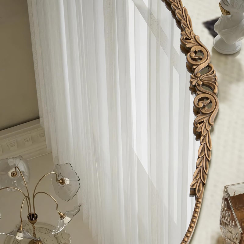 Besdomus Gold Large Arched Mirror: 40"x29" French Baroque Vintage Mirror - Traditional Ornate Antique Mirrors for Wall/Mantel/Bedroom/Entryway/Bathroom/Hallway - Home Decor for Fashion-Conscious - Image 5