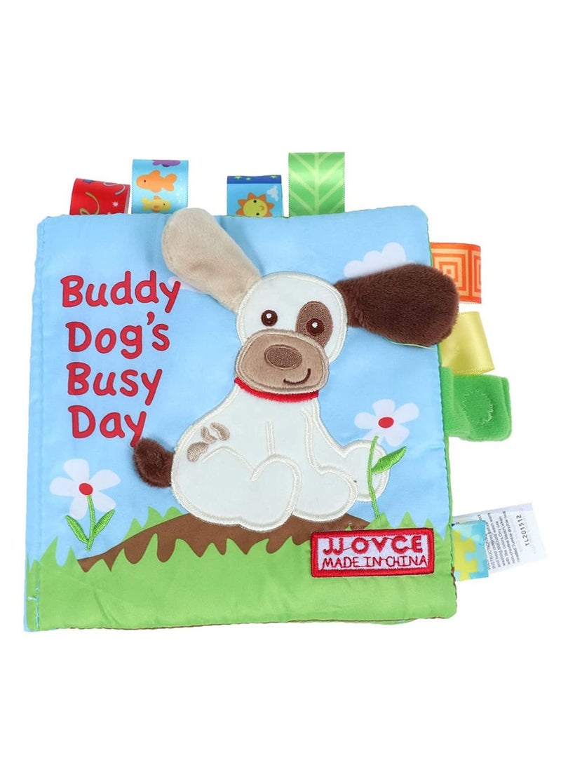 كلب قصة قماش كتاب طفل أول غير سامة قماش لينة كتاب مجموعة مطوية لون صرير صرير صرير حفيف نشاط الأطفال لعبة تعليمية - Image 1