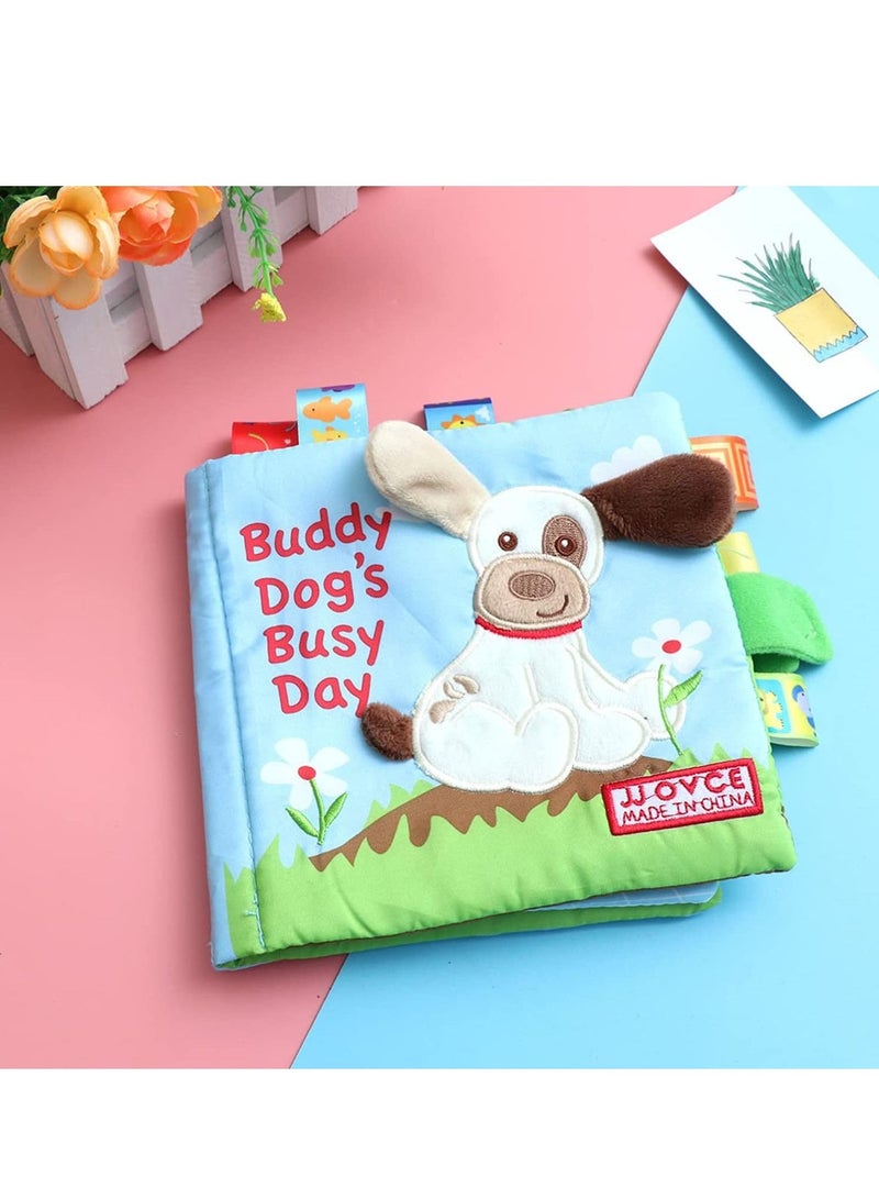 كلب قصة قماش كتاب طفل أول غير سامة قماش لينة كتاب مجموعة مطوية لون صرير صرير صرير حفيف نشاط الأطفال لعبة تعليمية - Image 5