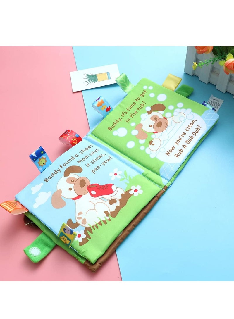 كلب قصة قماش كتاب طفل أول غير سامة قماش لينة كتاب مجموعة مطوية لون صرير صرير صرير حفيف نشاط الأطفال لعبة تعليمية - Image 3