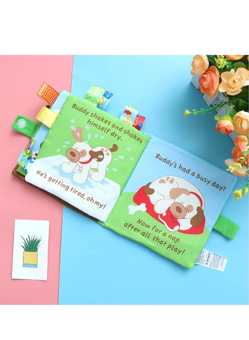 كلب قصة قماش كتاب طفل أول غير سامة قماش لينة كتاب مجموعة مطوية لون صرير صرير صرير حفيف نشاط الأطفال لعبة تعليمية - Image 4