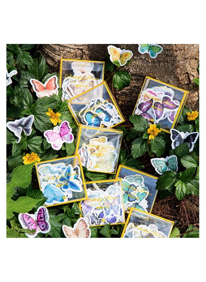 Excefore Scrapbook Stickers, 8 Packs 40 Pieces Each for Junk Bullet Water Bottles Laptop, Coated Paper Aesthetic Deco Stickers Journaling Supplies for Adults Kids-Butterfly Manor Series  - Image 1
