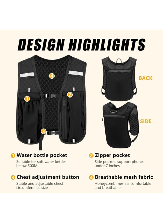 PAWSONIFY Running Vest, Reflective Hydration Backpack Lightweight Athletic Wear for Women Men Hiking Cycling Climbing Camping Biking Jogging Trail Race - Image 4