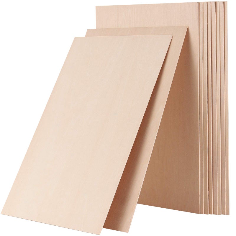 HAKZEON 10 Pack Basswood Sheets 12 x 8 x 116 Inch Unfinished Plywood Sheet 15mm Thin Natural Basswood Blanks for DIY Crafts Building Project Model Wood Burning Engraving
