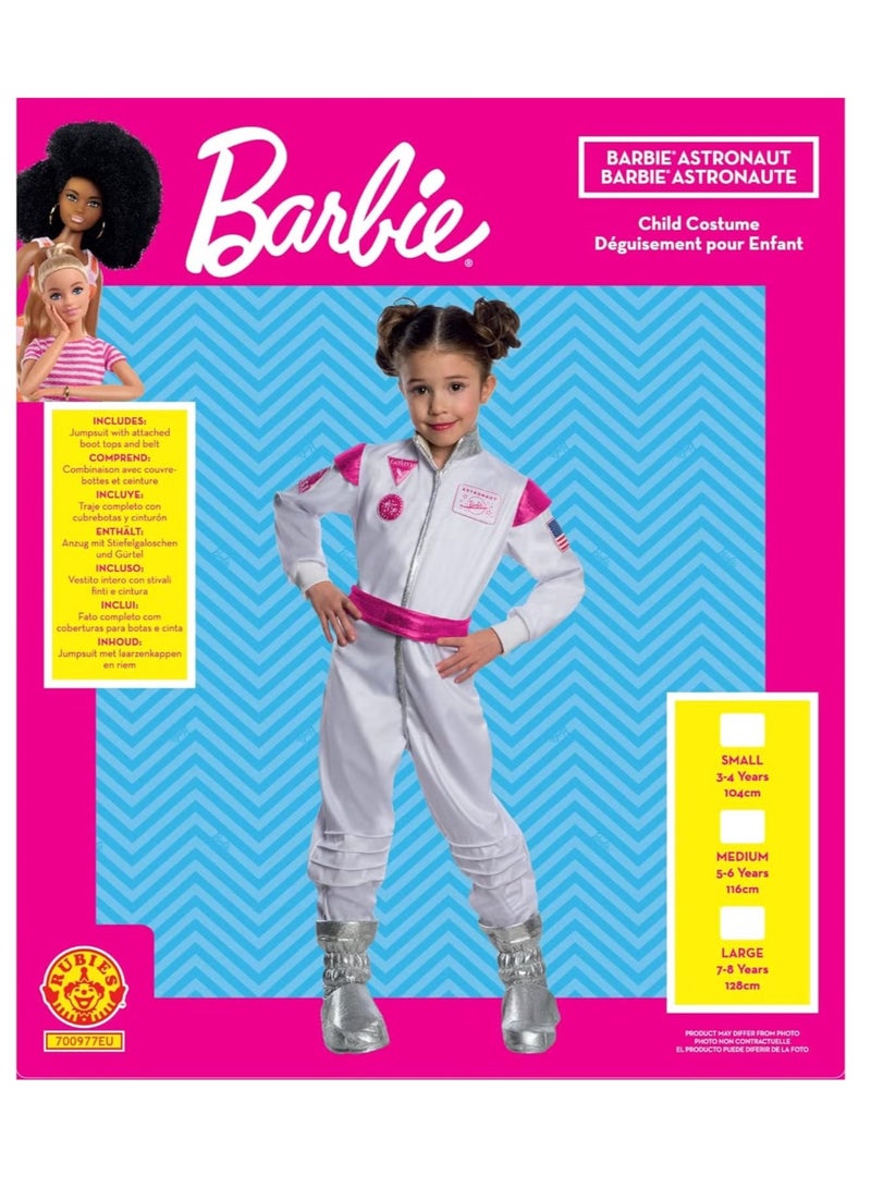 Official Barbie Astronaut Child Costume, Kids Fancy Dress, Medium 5-6 Years, World Book Day