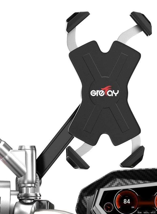 Grefay Motorcycle Phone Mount Metal Smartphone Holder for Motorbike Rearview Mirror with 360 Rotate for 4.5 to 6.8 inch Smartphone - Image 1