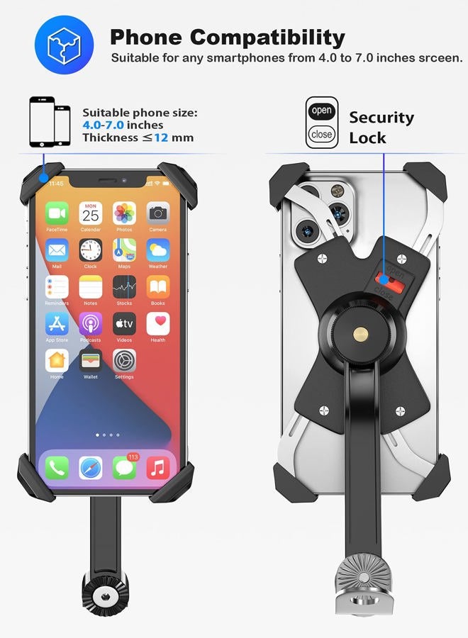 Grefay Motorcycle Phone Mount Metal Smartphone Holder for Motorbike Rearview Mirror with 360 Rotate for 4.5 to 6.8 inch Smartphone - Image 4