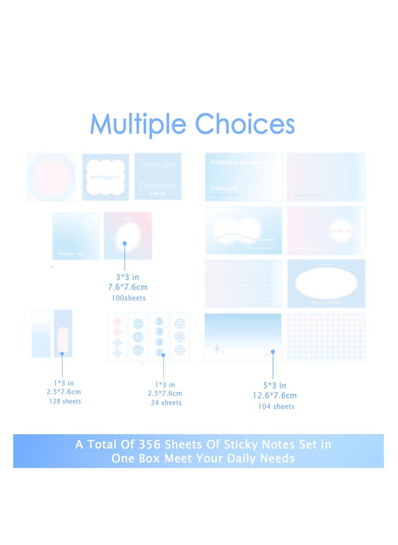 Multi-functional Gradient Index Cards and Holder, Message Memos, Unique Colors, 3x5, Heavy Study Cards, Note Cards Punched for School Learning, Office and Home Uses(Blue)