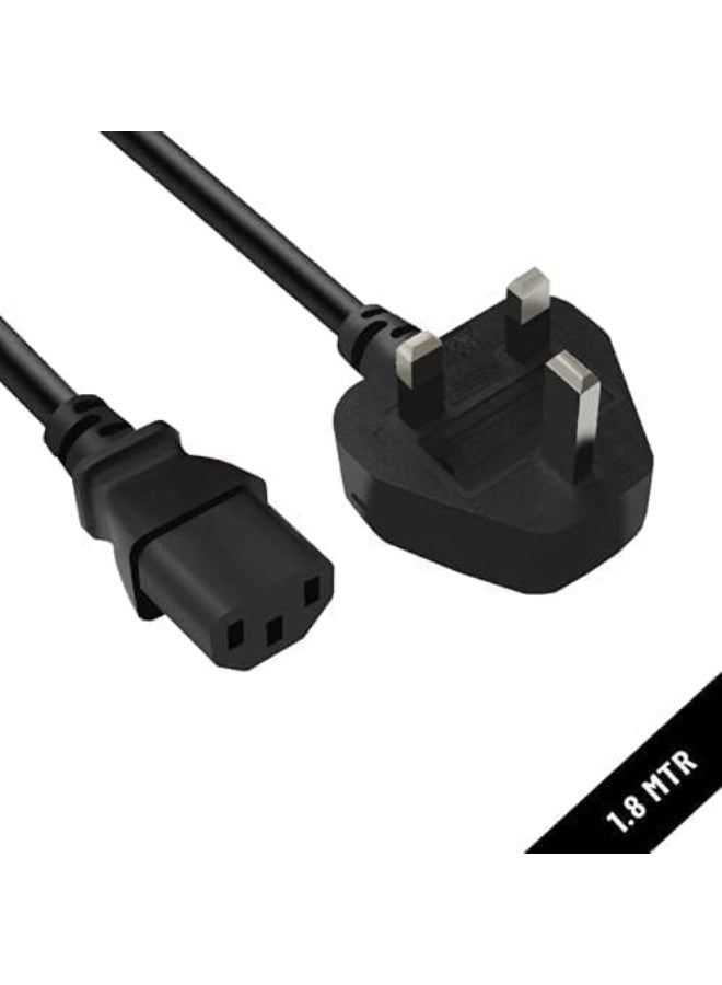 ECVV [1.8-Meter/ 6-Feet] Power Cord, Desktop Power Cable with Pure Copper Wire, 3 Pin Connector, For Computers, TVs, Monitors, Replacement Power Cord - Image 1