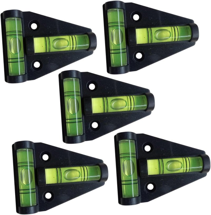 VILLCASE 5pcs T-shaped Triangle Bubble Levels Portable Mini Plastic Spirit Levels with Installation Holes for Precision Measurement and DIY Tools - Image 1