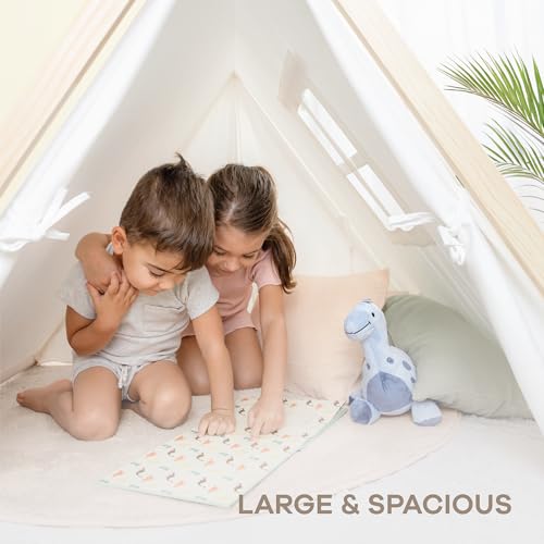 Comfy Cubs Kids Play Tent Breathable Cotton Teepee for Imaginative Activity Indoor Canvas Play Tent Easy Setup Safe Design and Spacious Layout for Children Natural Wood - Image 5