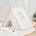 Comfy Cubs Kids Play Tent Breathable Cotton Teepee for Imaginative Activity Indoor Canvas Play Tent Easy Setup Safe Design and Spacious Layout for Children Natural Wood - Image 2