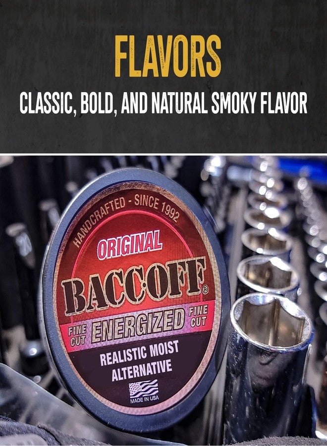 BACC OFF 5 Cans, BaccOff Original Energized Fine Cut, Bold, Natural, Smoky Flavors with Caffeine and B Vitamins - Image 4