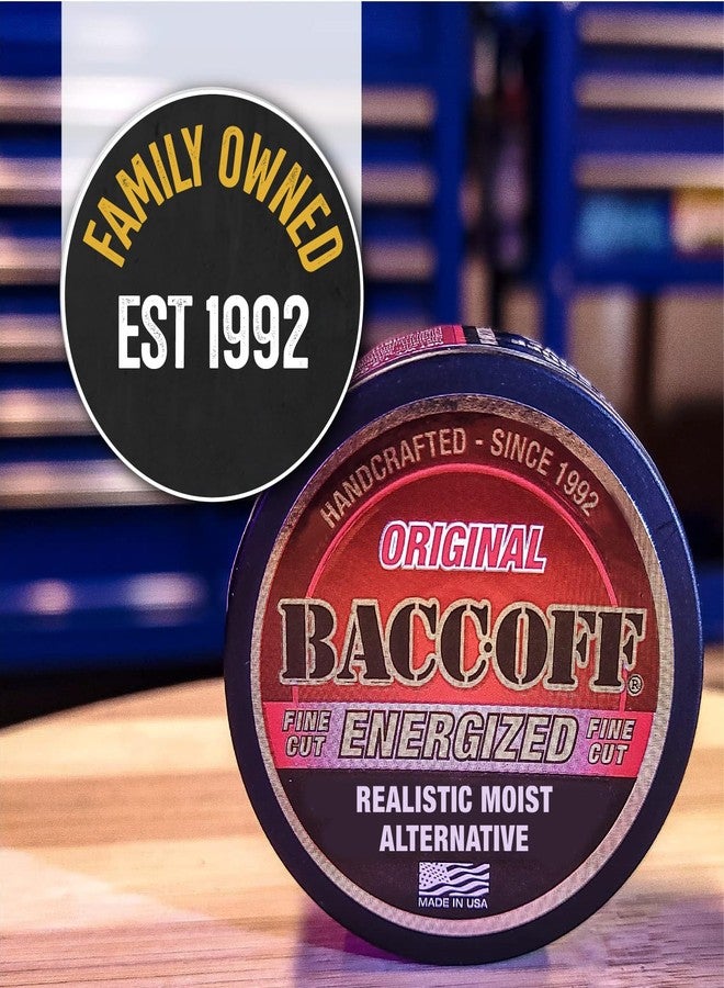BACC OFF 5 Cans, BaccOff Original Energized Fine Cut, Bold, Natural, Smoky Flavors with Caffeine and B Vitamins - Image 5