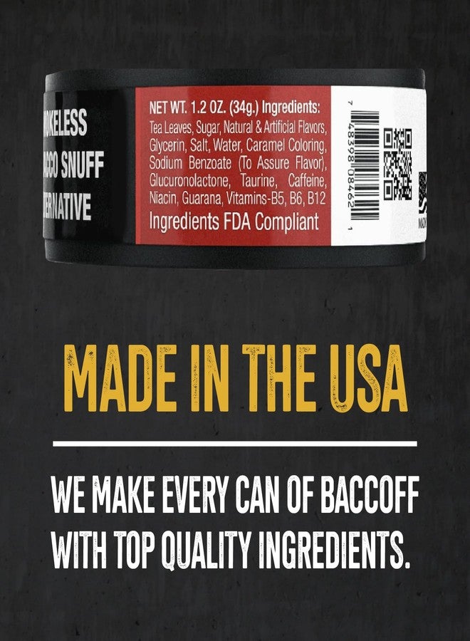 BACC OFF 5 Cans, BaccOff Original Energized Fine Cut, Bold, Natural, Smoky Flavors with Caffeine and B Vitamins - Image 2