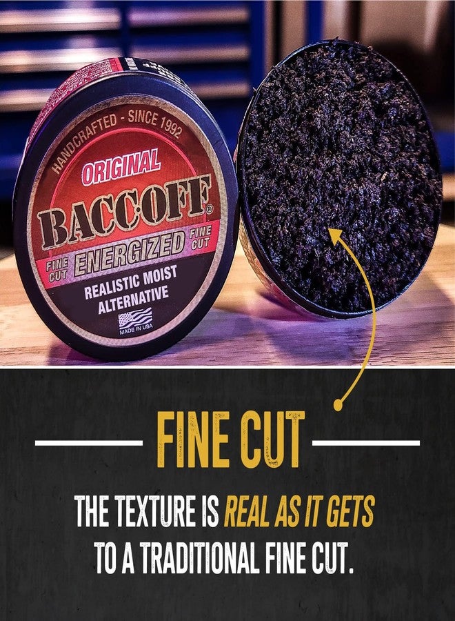 BACC OFF 5 Cans, BaccOff Original Energized Fine Cut, Bold, Natural, Smoky Flavors with Caffeine and B Vitamins - Image 3