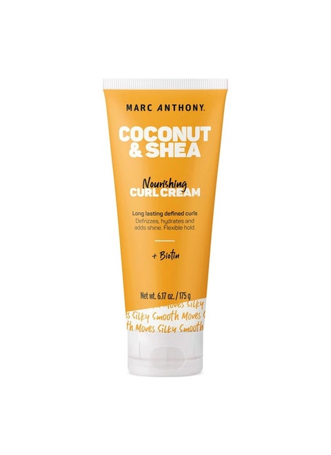 Marc Anthony Nourishing Curl Cream, Coconut Oil & Shea Butter - Anti-Frizz Biotin Detangling Cream to Enhance Curls, Defrizz, Hydrate & Adds Shine - Color Safe & Sulfate Free Styling Product