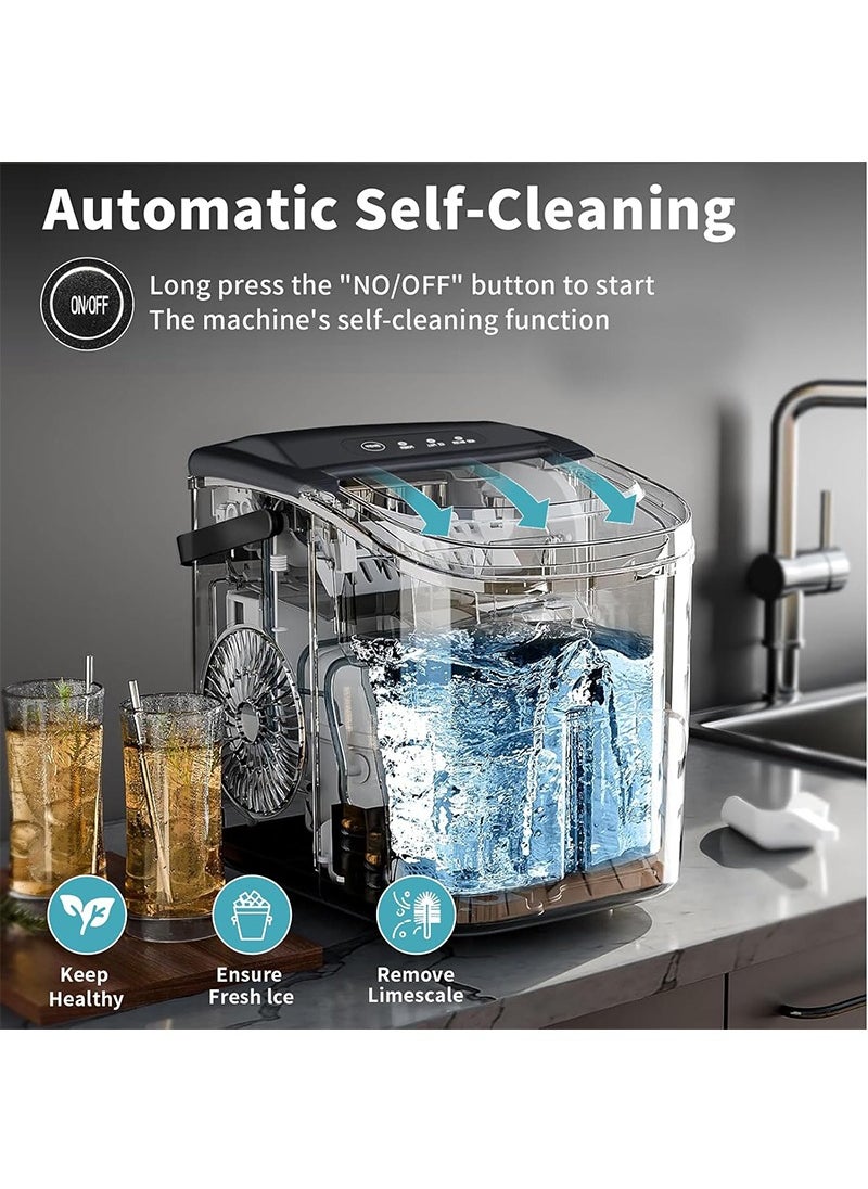 Ice Maker Machine, Household Ice Maker-25 Pounds/24 H, 9 Ice Cubes in 6 Mins, Portable Ice Machine for Home, Office, Kitchen, Camping, Parties(Grey)