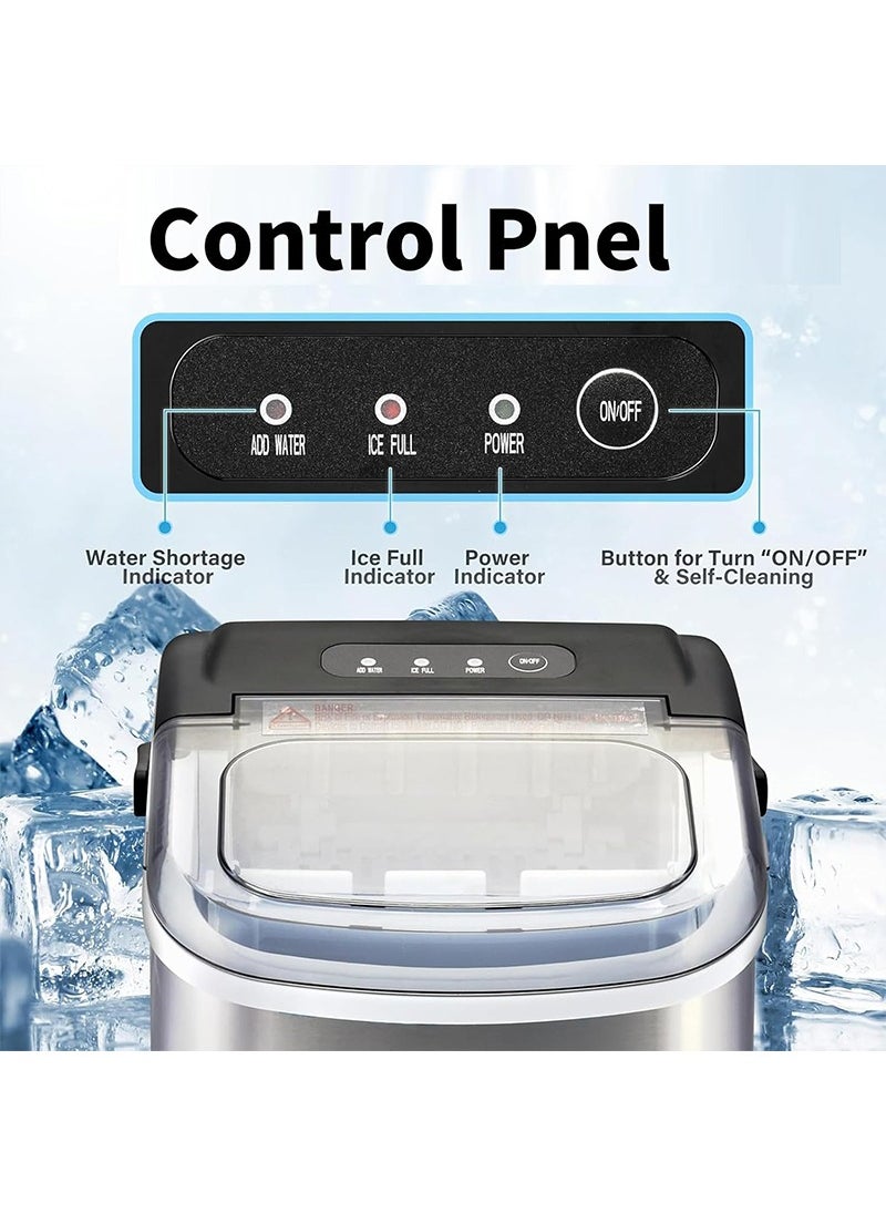 Ice Maker Machine, Household Ice Maker-25 Pounds/24 H, 9 Ice Cubes in 6 Mins, Portable Ice Machine for Home, Office, Kitchen, Camping, Parties(Grey)