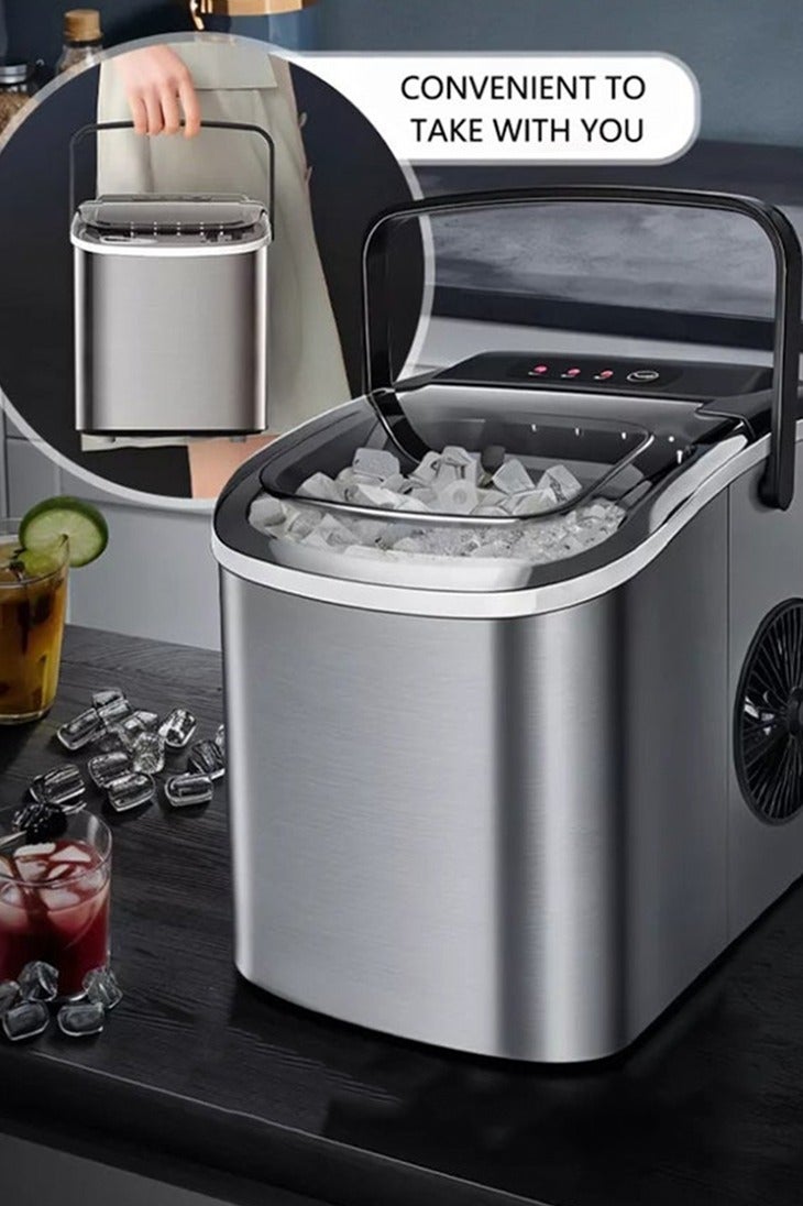 Yoawllty Ice Maker Machine, Household Ice Maker Machine 25 Pounds/24 H, 9 Ice Cubes in 6 Mins, Portable Ice Machine for Home, Office, Kitchen, Camping, Parties(Grey) - Image 1