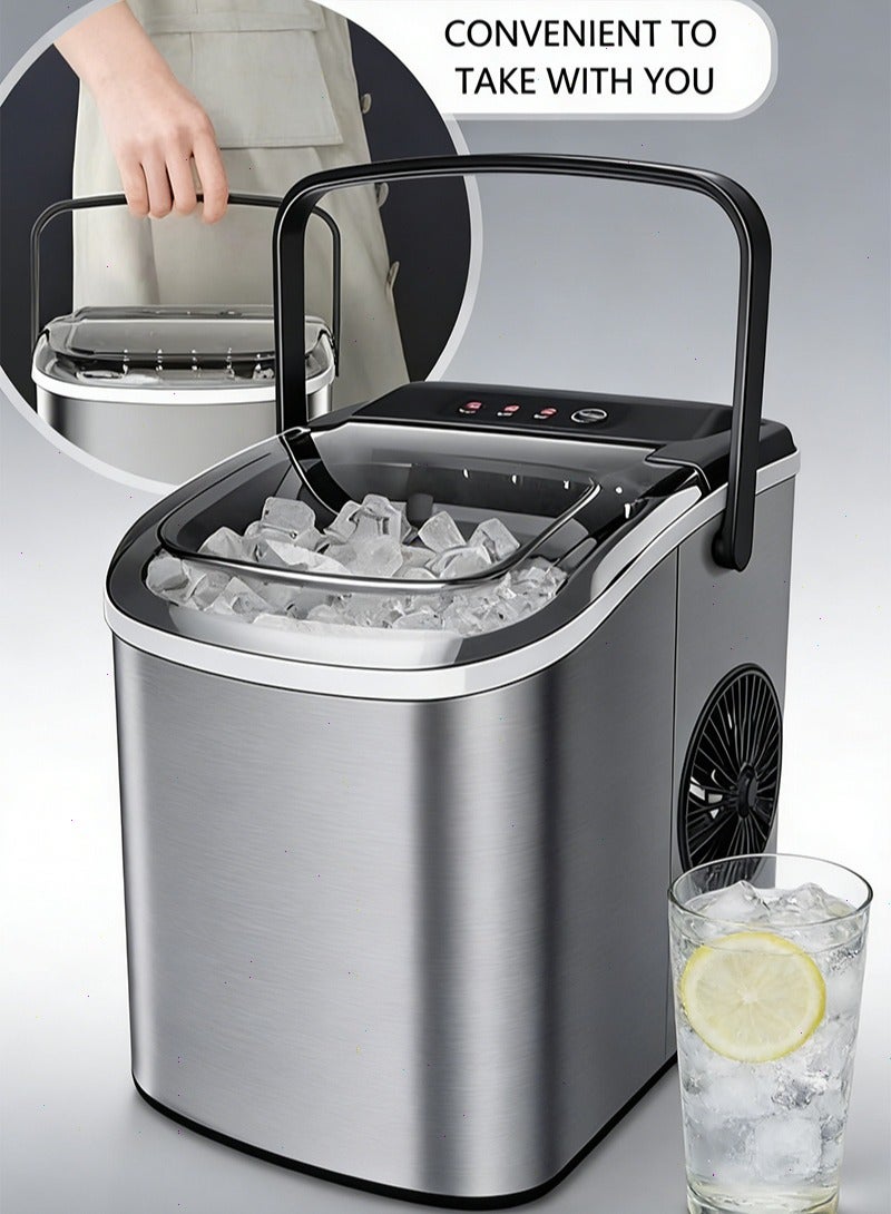 Yoawllty Portable Ice Maker Machine, 12Pounds/24H, Makes 9 Cubes in 6 Mins, Self-Cleaning with Basket & Scoop, Compact for Home, Office, Kitchen, Party, Camping (Grey) - Image 1