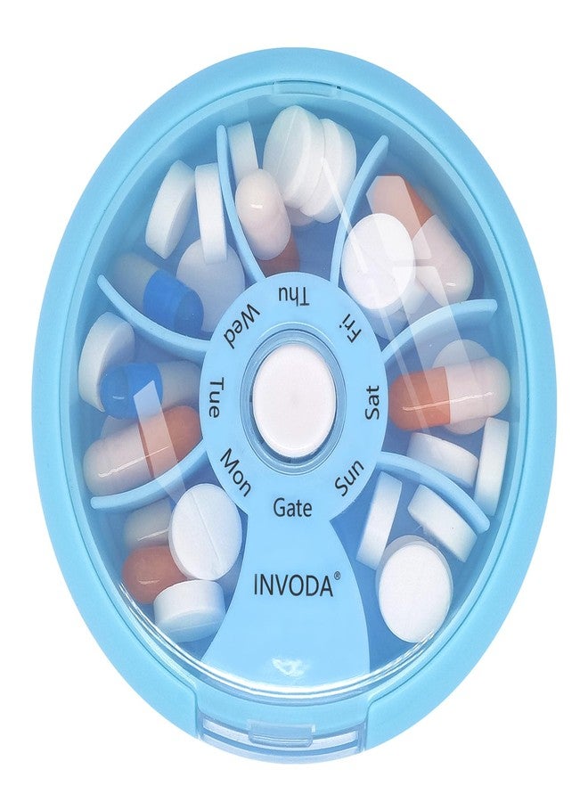 INVODA Pill Organizer Small Pill Case 7 Day Portable Travel Pill Box Cute Daily Pill Container for Medicine Fish Oil Supplements Vitamin Case - Image 1